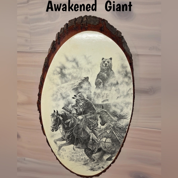 Awakened Giant At Cache Cave Art Print Bill O'Neill 1983 Grizzly Horse Trapper - Picture 1 of 13